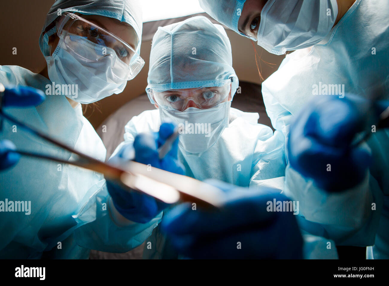 Photos from below of doctors Stock Photo