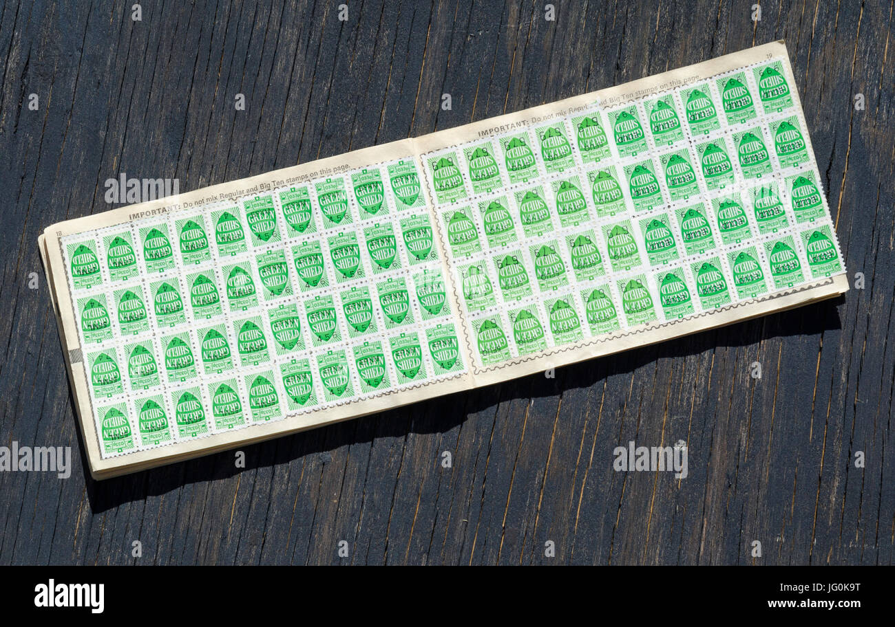 Book of Green Shield Stamps from the 1970s Stock Photo Alamy