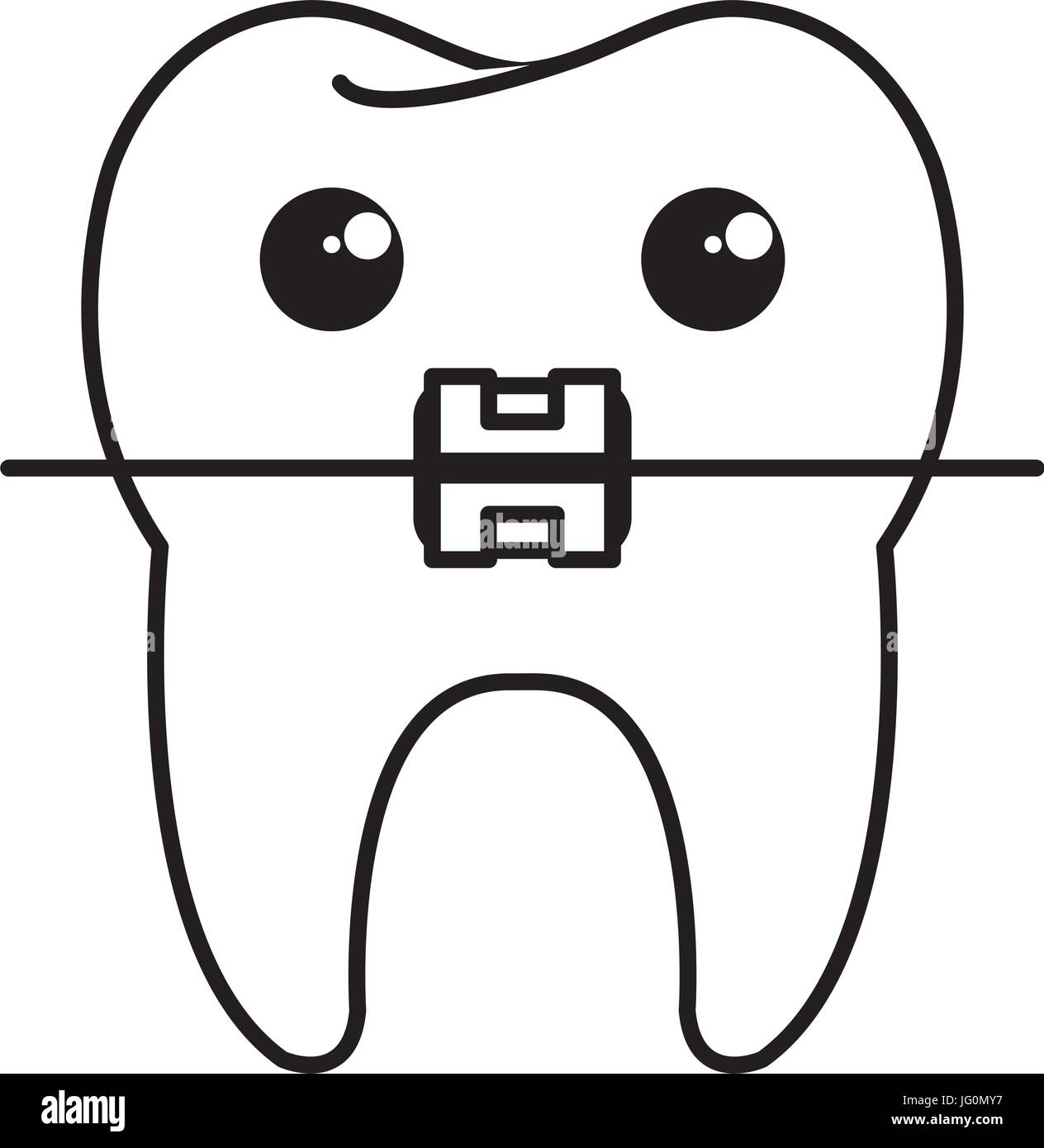 tooth with bracket character isolated icon Stock Vector Image & Art - Alamy