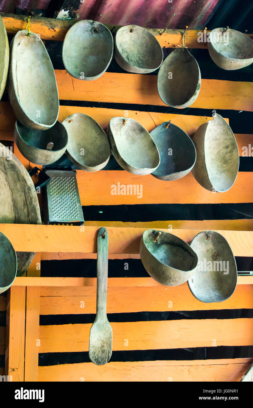 bunch of bowls hanging on a wall Stock Photo Alamy