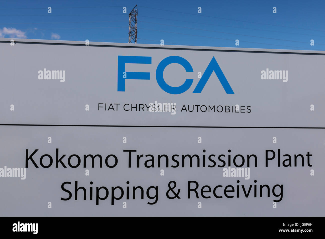 Kokomo - Circa June 2017: FCA Fiat Chrysler Automobiles Transmission Plant. FCA sells vehicles under the Chrysler, Dodge, and Jeep brands IX Stock Photo