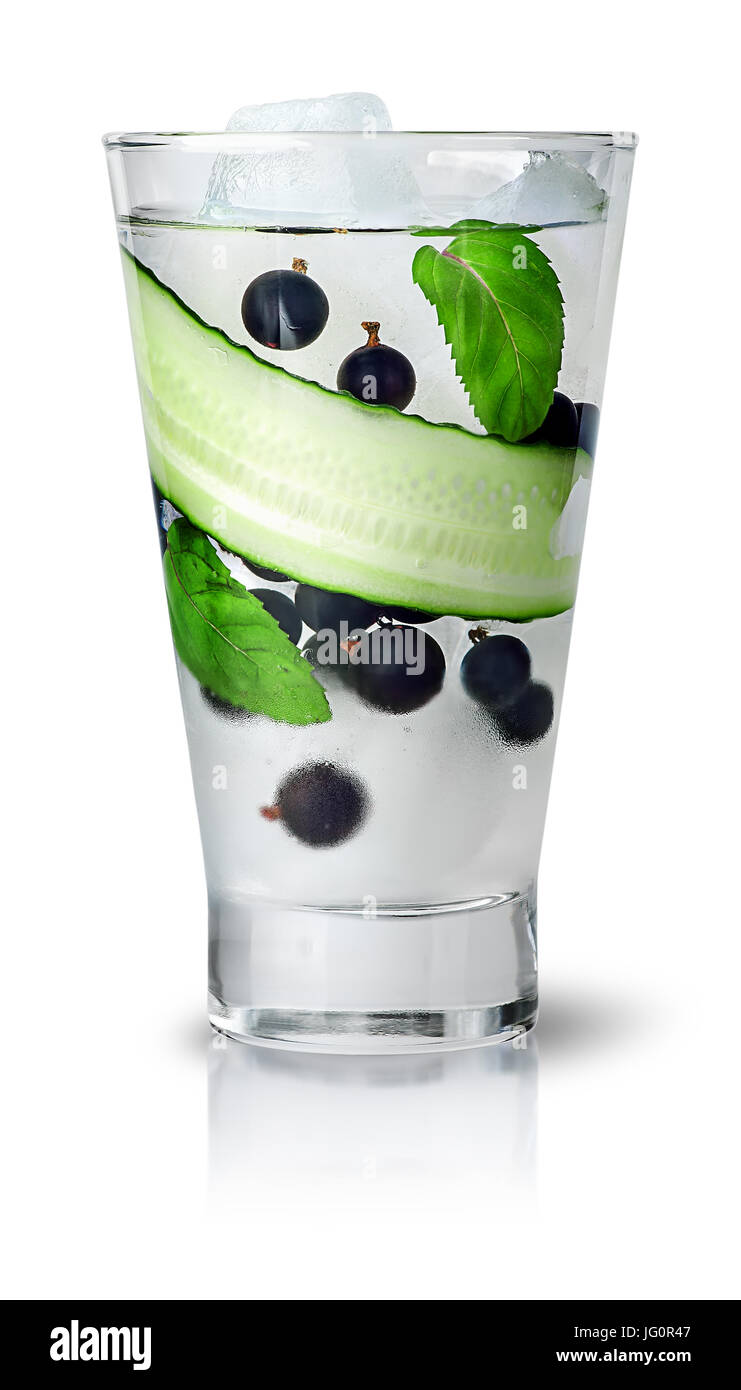Cucumber currant lemonade with mint Stock Photo