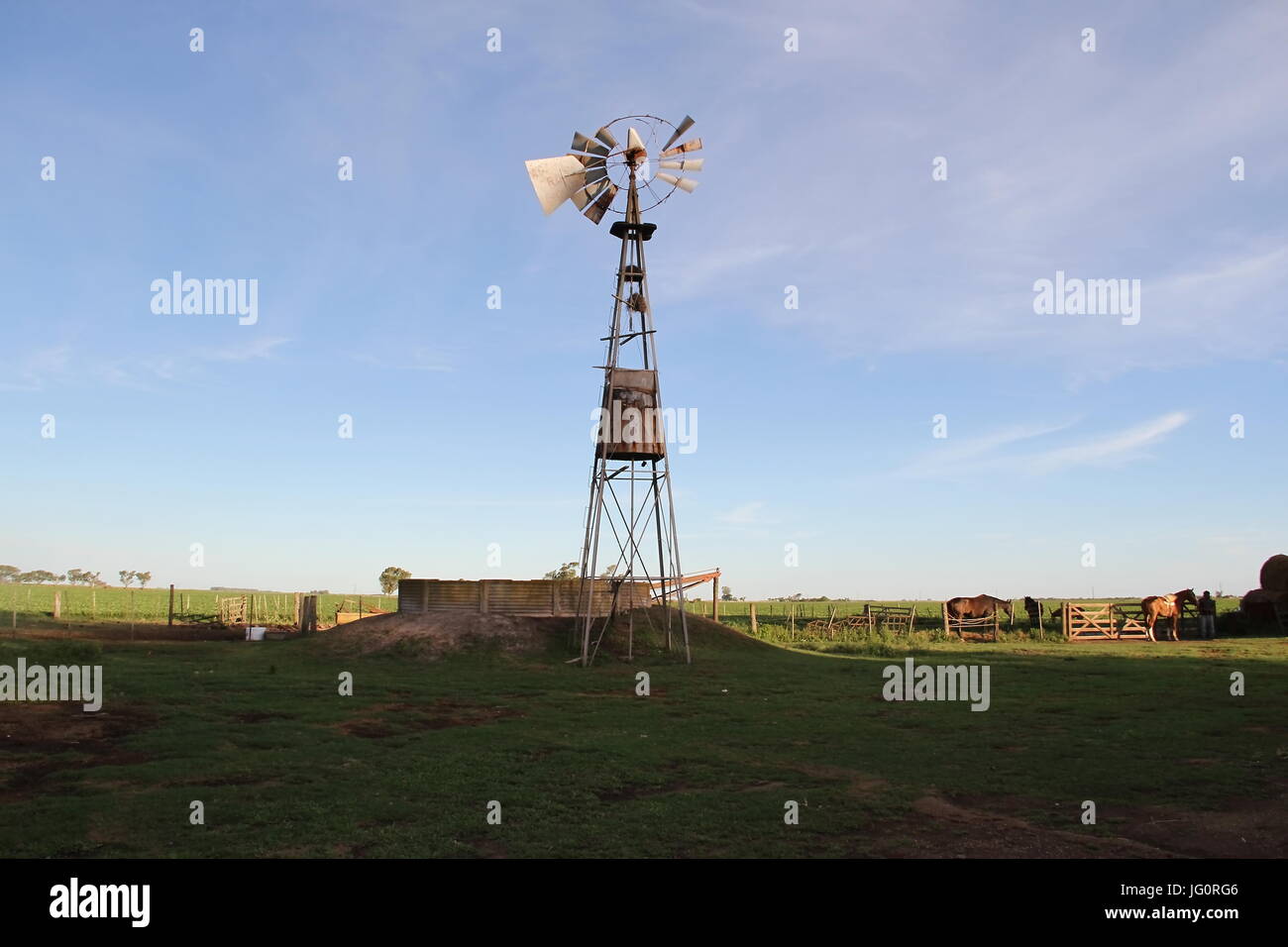 molino de viento campo argentino Stock Photo