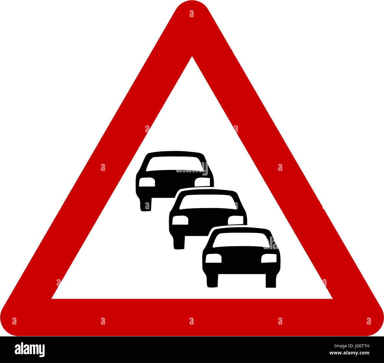 Warning sign with traffic queue symbol Stock Photo