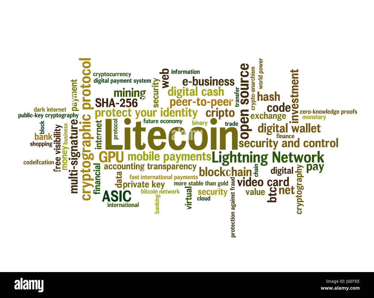 Litecoin crypto currency word cloud Stock Photo
