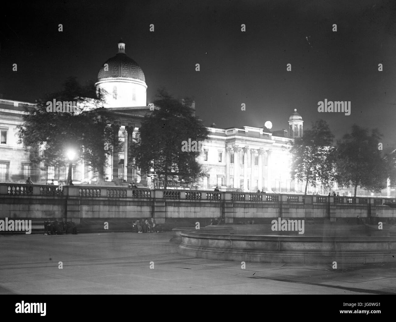 Looking across Trafalgar Square towards the National Gallery and St Martin-in-the-Fields Church in London. Stock Photo