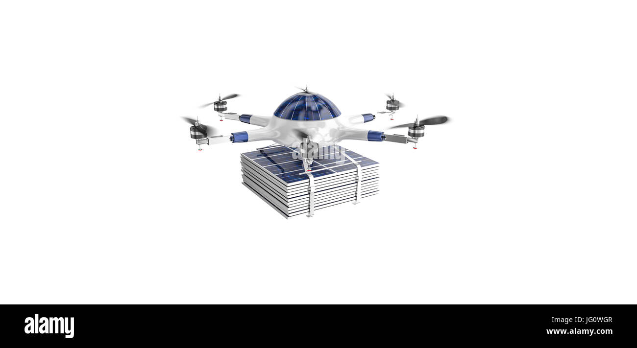modern drone with solar panel 3d rendering image Stock Photo - Alamy
