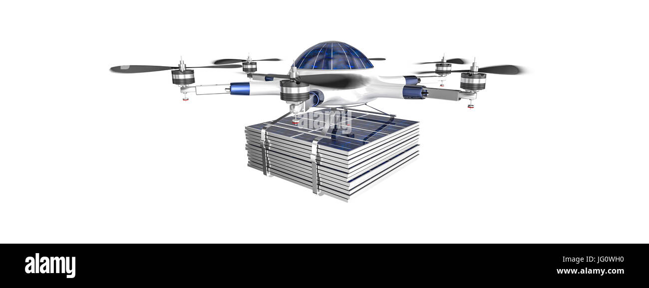 modern drone with solar panel 3d rendering image Stock Photo - Alamy