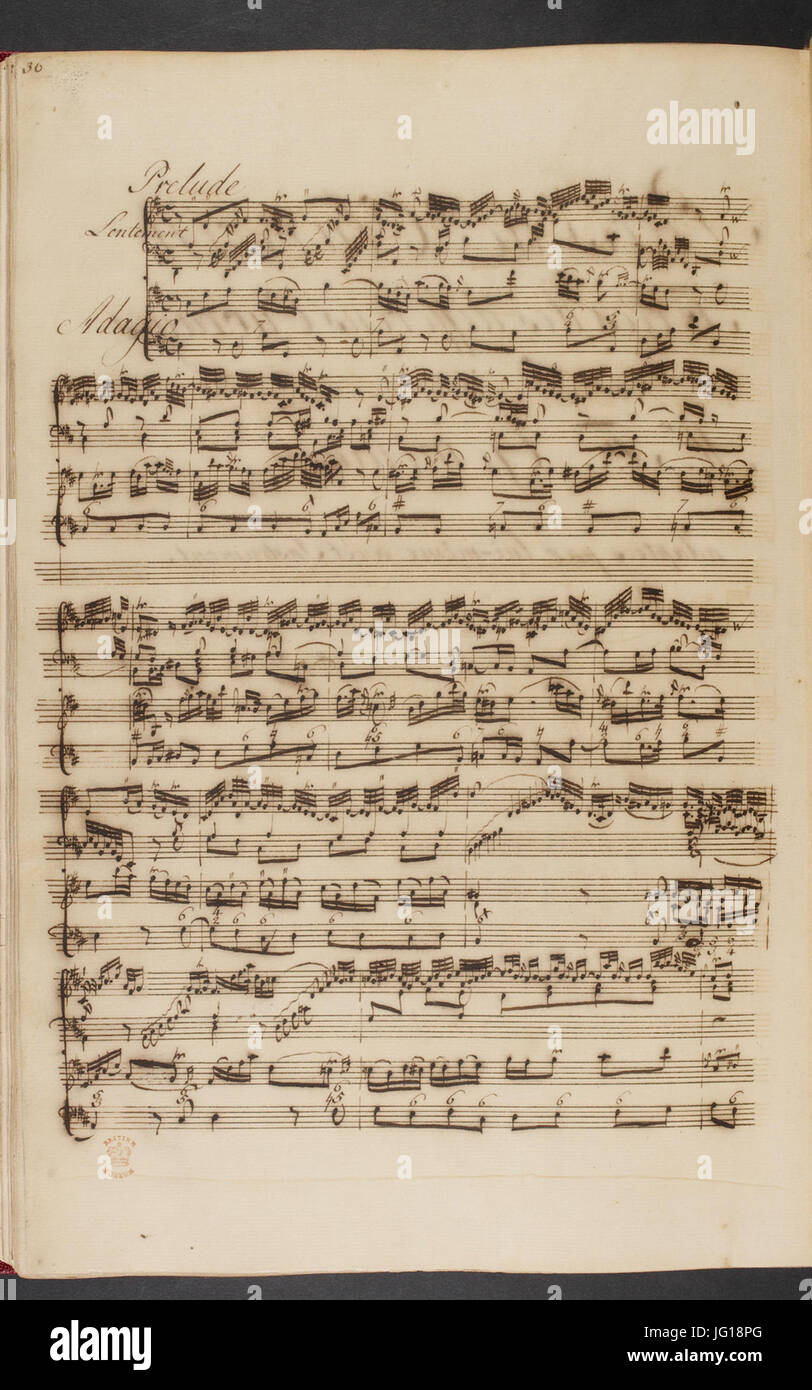 Francesco Saverio Geminiani - Pièces de clavecin. (BL Add MS 16155 f. 90v) Stock Photo