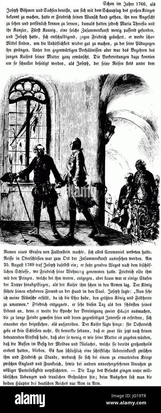 Franz Kugler (1840) Begegnung Friedrichs II. und Josephs II. 1769 in Neiße; Illustration von Adolph Menzel Stock Photo
