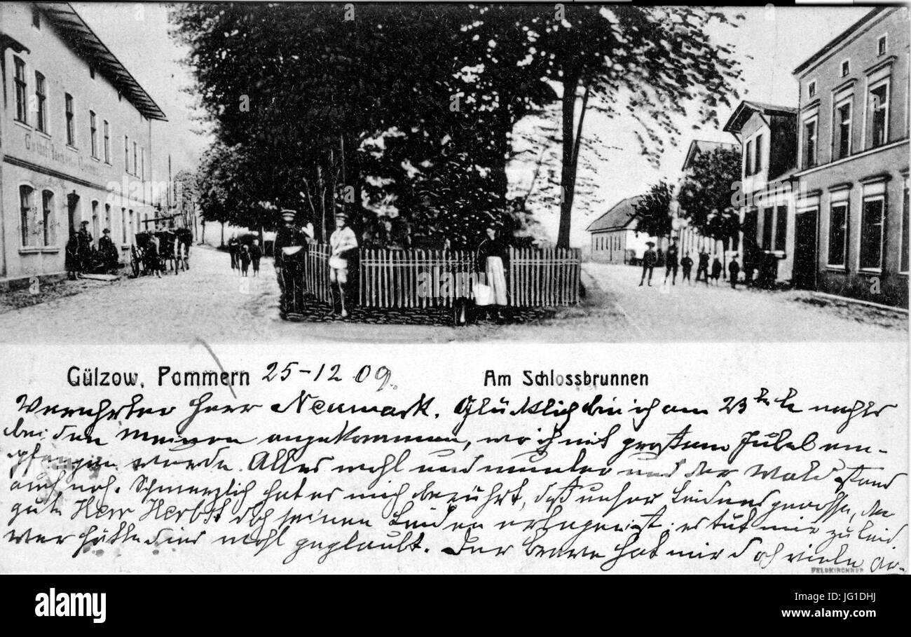 Gülzow - Am Schlossbrunnen 1909 Stock Photo