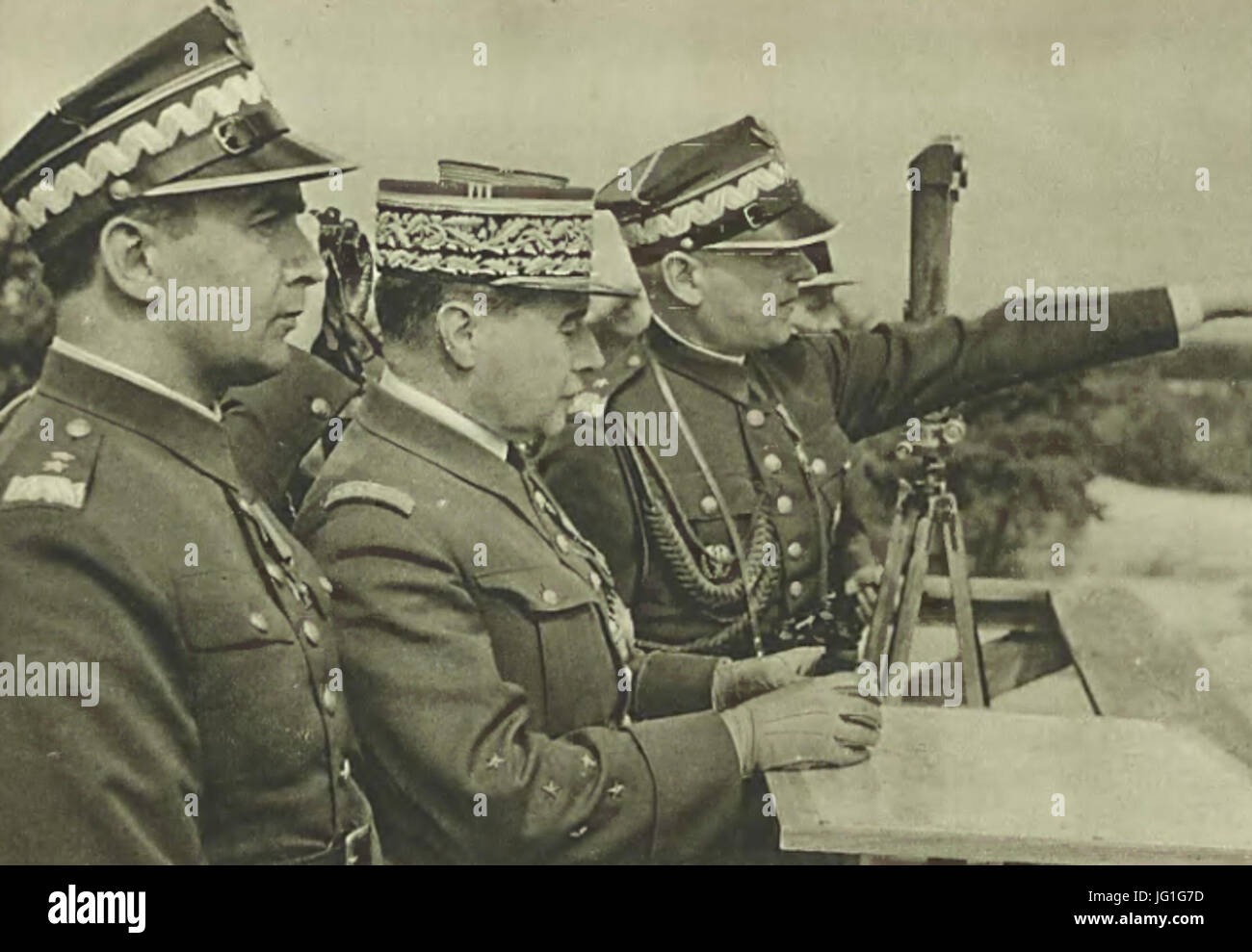 Generał Gamelin i generał Kasprzycki na manewrach Stock Photo