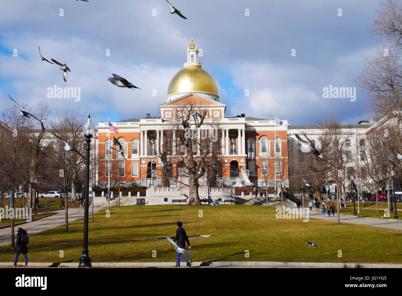 Massachusetts state house in Boston Stock Photo
