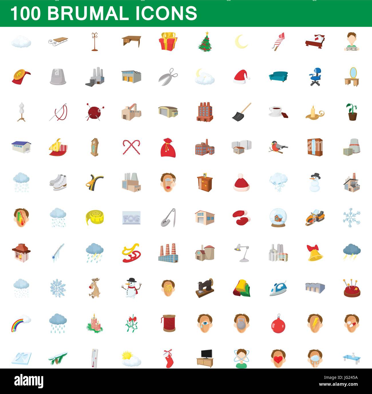 100 brumal icons set, cartoon style Stock Vector Image & Art - Alamy