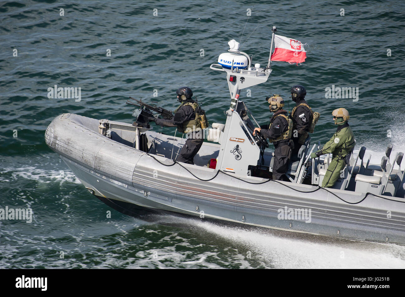 Polish naval special forces soldiers, Jednostka Wojskowa Formoza (Military Unit Formoza) during exercises. 23 June 2017 Gdynia, Poland © Wojciech Stro Stock Photo