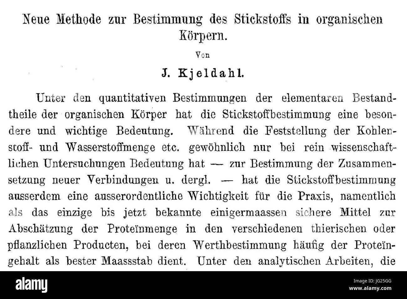 J. Kjeldahl Neue Methode zur Bestimmung des Stickstoffs in