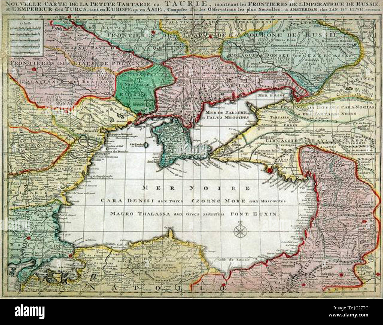 Jan Elwe Nouvelle Carte De La Petite Tartarie Ou Taurie Montrant Les Frontieres De L Empereur Des Tures Stock Photo Alamy