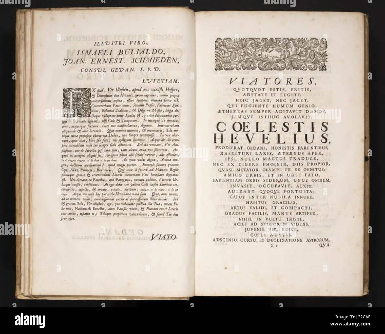 Johannes Hevelius - Prodromus Astronomia - Volume III  Firmamentum Sobiescianum sive uranographia  - Presentazione Stock Photo