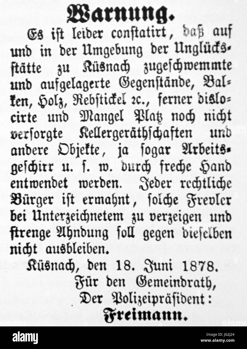 Küsnachter Überschwemmung 1878 Inserat2 Stock Photo Alamy