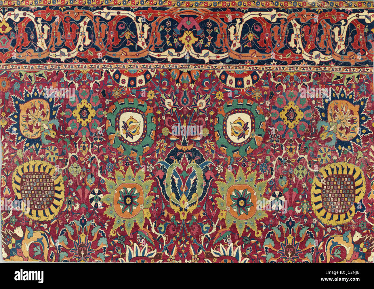 Kerman vase carpet fragment, southeast Persia, early 17th century Stock