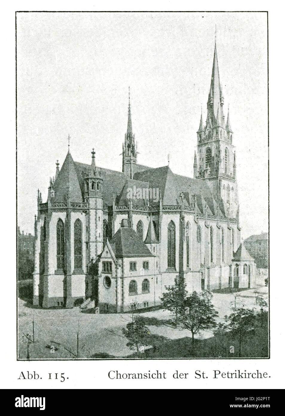 Kirche St. Peter in Düsseldorf-Friedrichstadt, 1898, Architekt Caspar Clemens Pickel, Choransicht außen Stock Photo