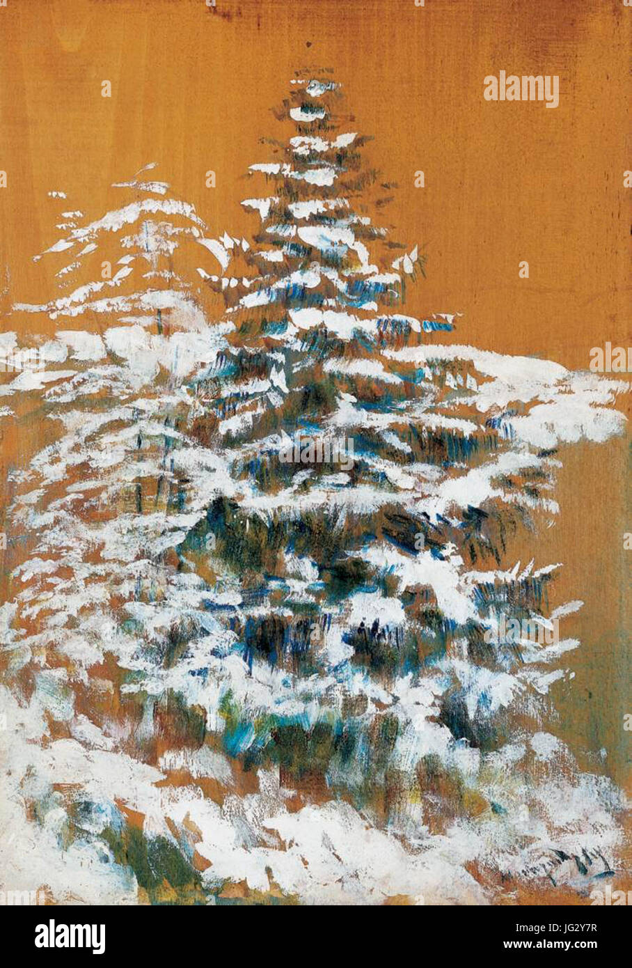 László Mednyánszky (1852-1919) Snowy Pine (without year) Stock Photo