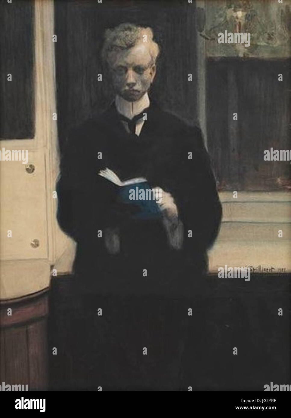 Léon Spilliaert, Zelfportret met blauw schetsboek Stock Photo