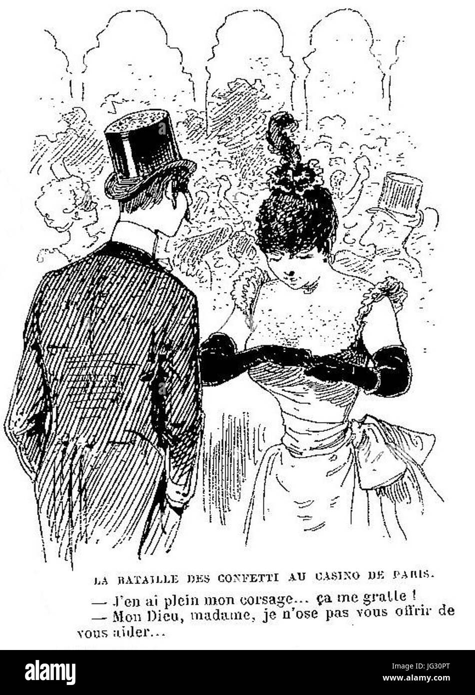 La bataille de confetti au Casino de Paris - Le Journal amusant - 6 février 1892 Stock Photo