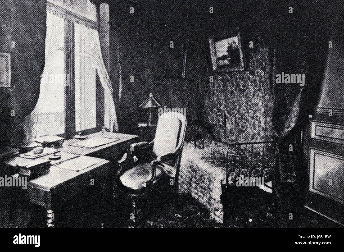 La maison de Jules Verne vers 1894, 2e étage, le cabinet de travail de ...