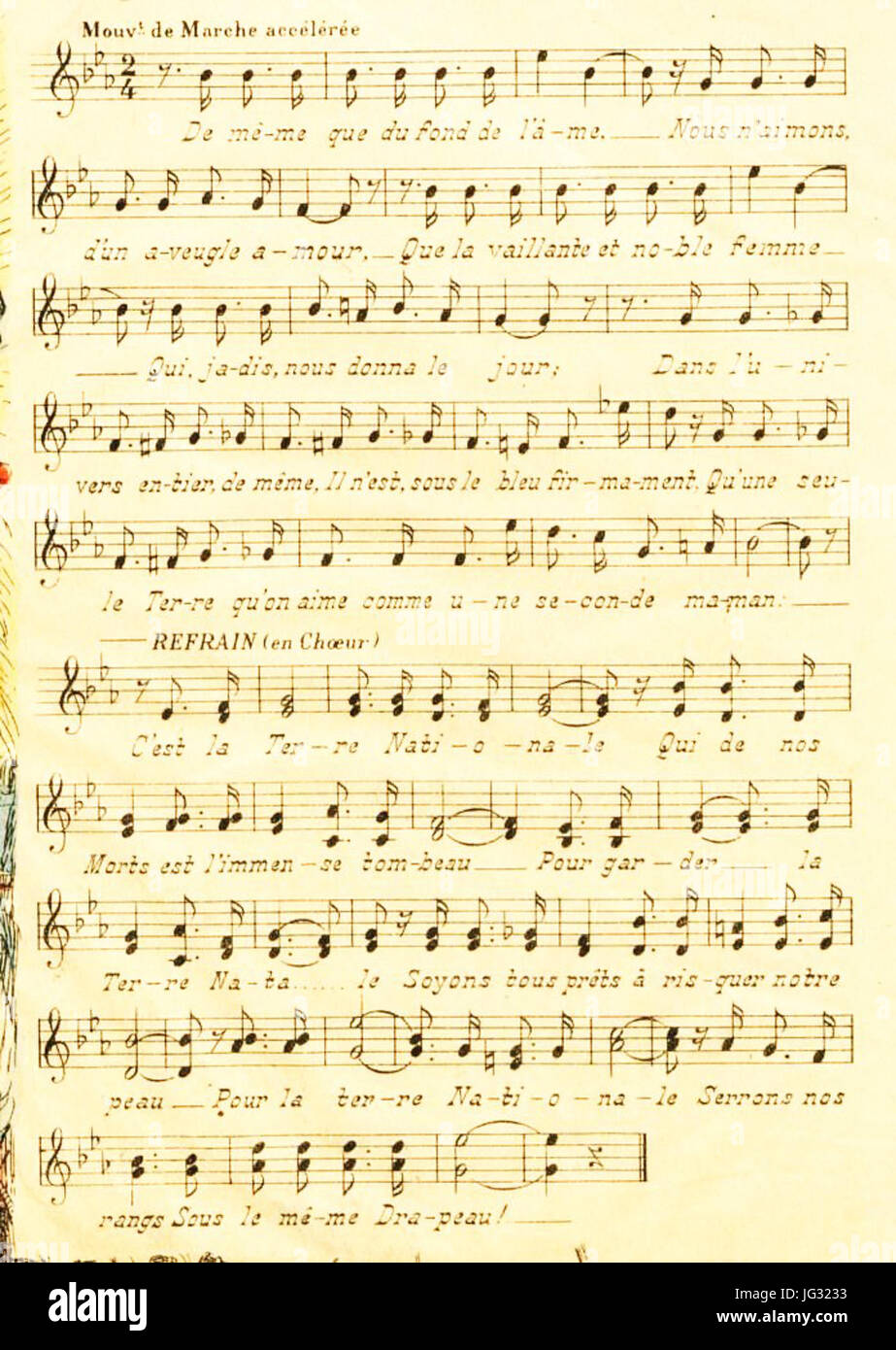 La Terre Nationale - Chanson, paroles et musique de Théodore Botrel - Imagerie d'Epinal 1909 Stock Photo