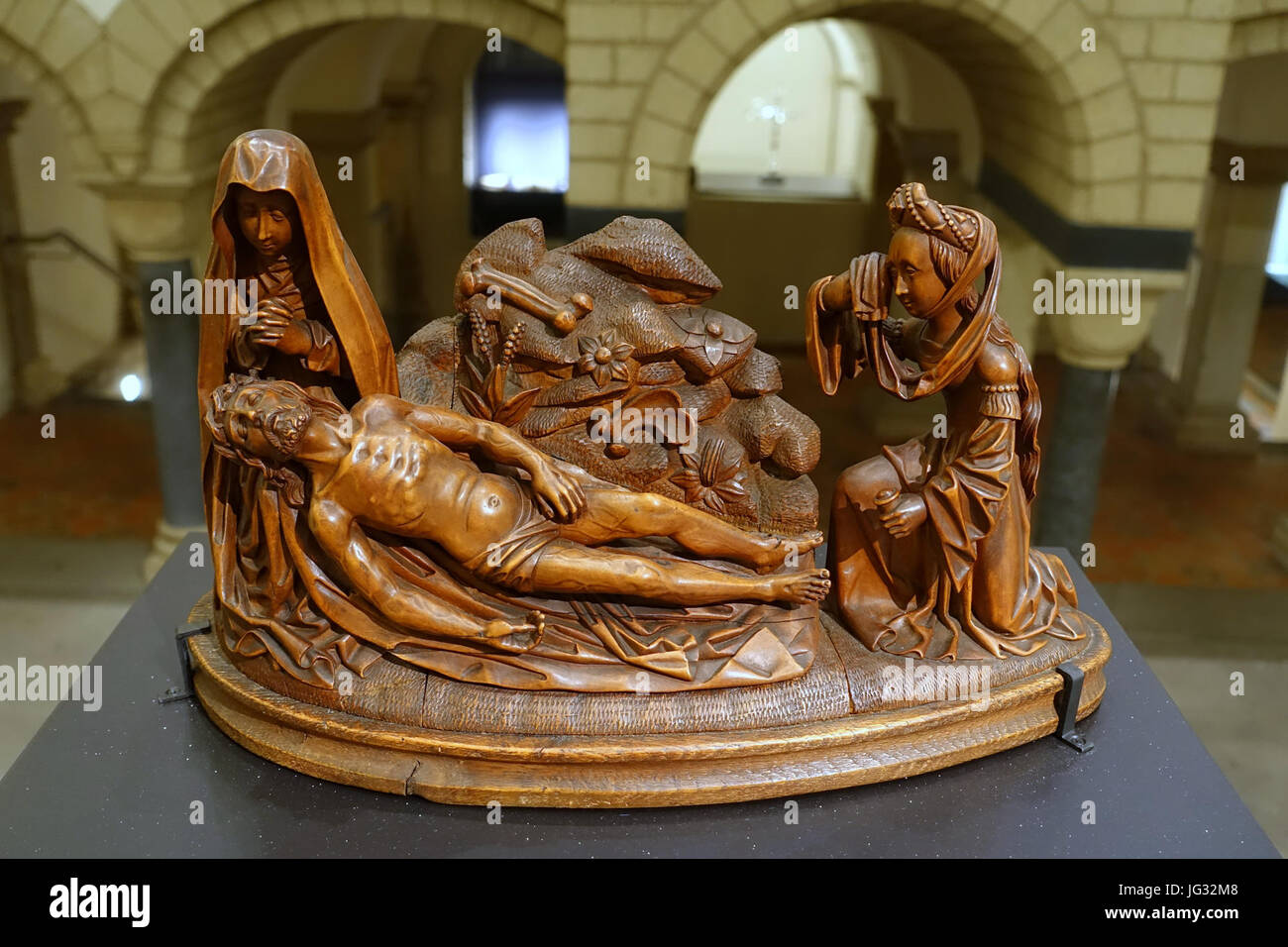 Lamentation of Christ, by Nikolaus Elscheid, c. 1860, boxwood - Museum Schnütgen - Cologne, Germany - DSC00088 Stock Photo