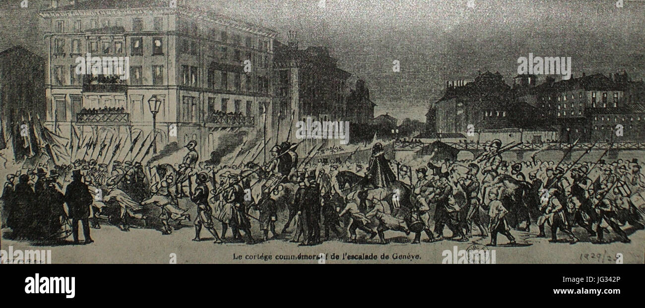 Le Cortège commémoratif de l'Escalade en 1867 Stock Photo