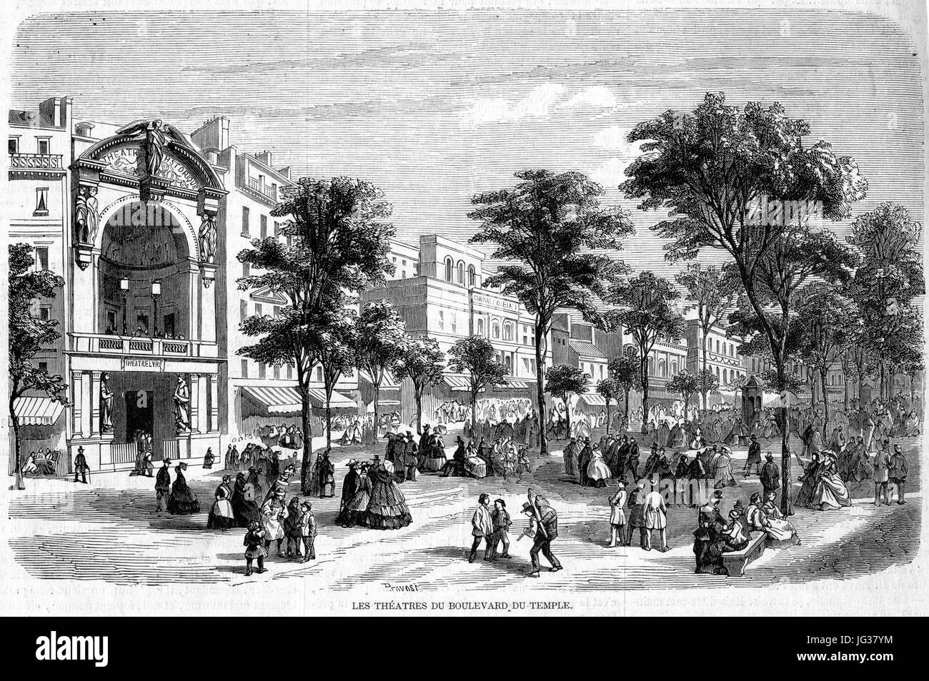 L'Illustration 1862 gravure Les théatres du Boulevard du Temple Stock Photo