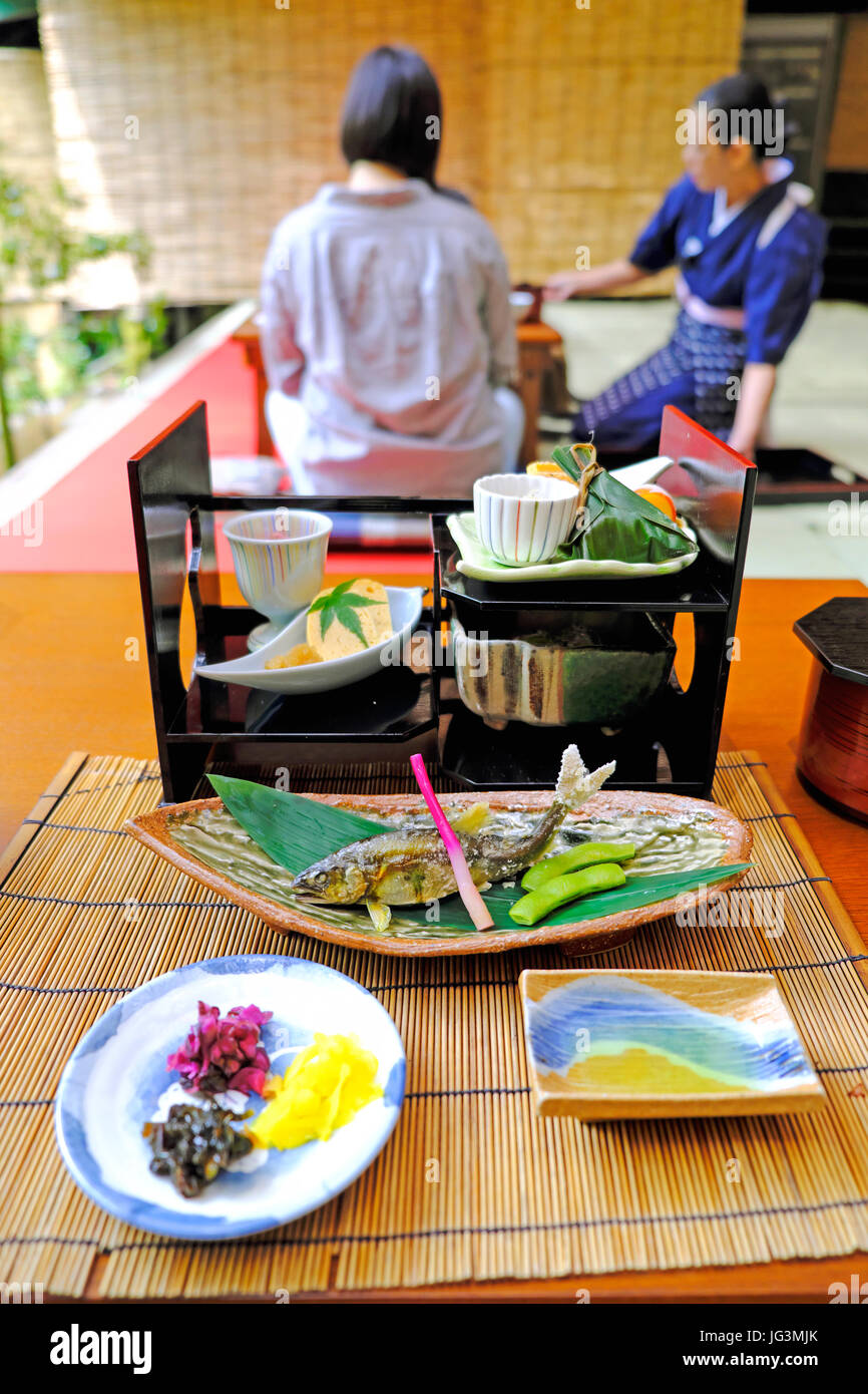 Kaiseki dining at Hirobun restaurant in Kibune Stock Photo