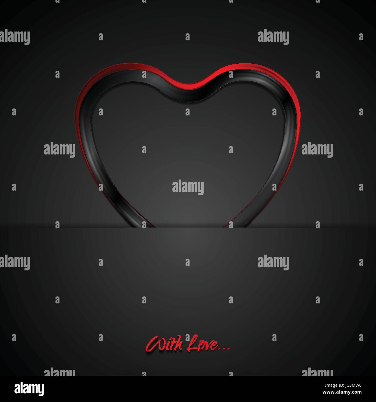 Contrast red black glossy heart love design. Vector background ...