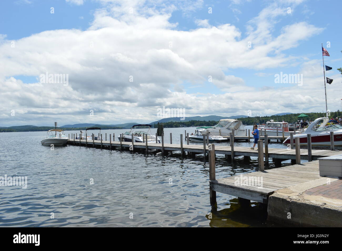 Boat Dock, Lake Winnipesaukee, NH Stock Photo Alamy
