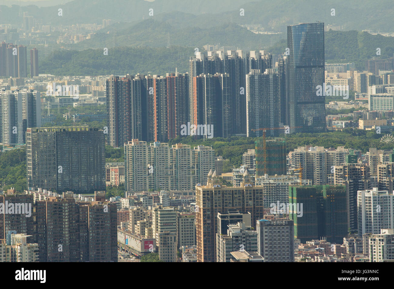 Shenzhen cityscape aerial view at Nanshan from nanshan mountain