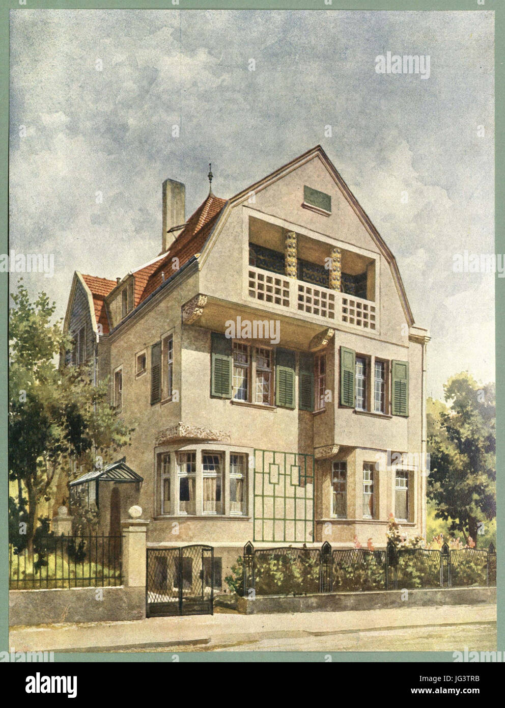 Moderne Villen in Meisteraquarellen Serie II Tafel 007 Essen Landhaus  Mozartstraße 8 Stock Photo - Alamy, image size:992x1390