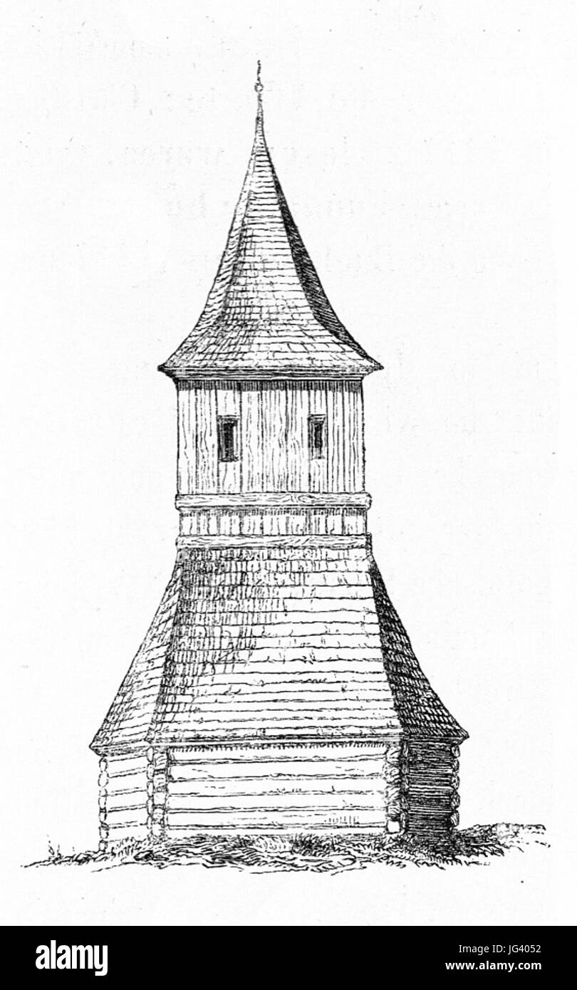 MZK 001 Nr 10 Charakteristik der Baudenkmale Böhmens - Fig. 50 hölz. Glockenturm St. Georg - Praslawic Stock Photo