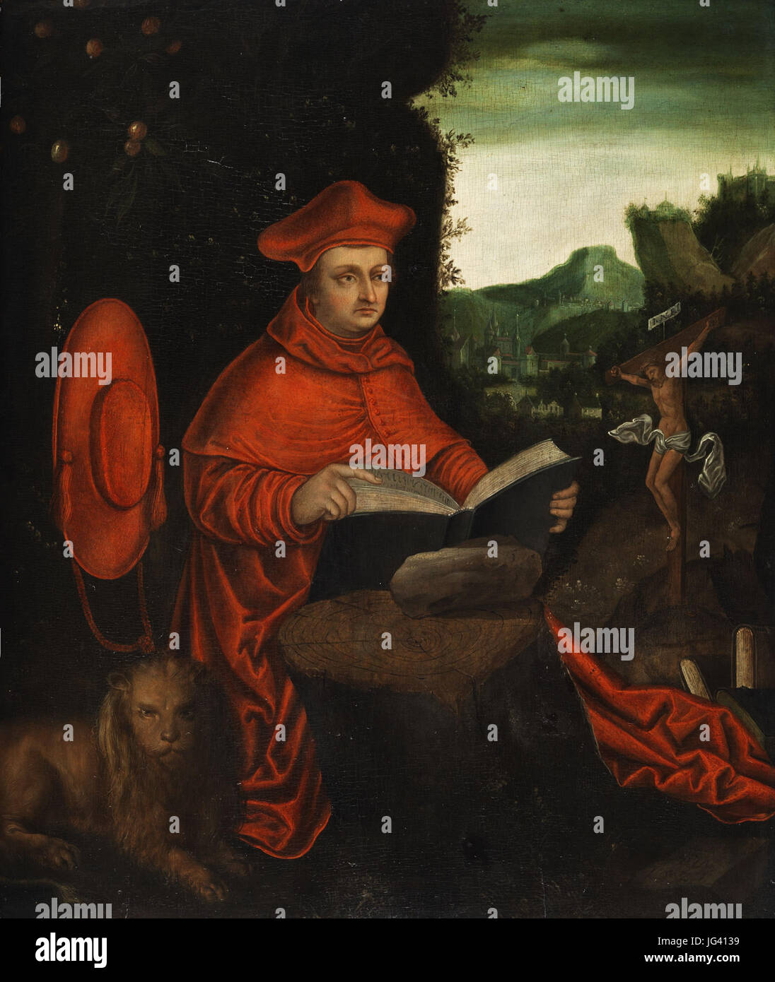 Nachfolger des Lucas Cranach d.Ä. - Kardinal Albrecht von Brandenburg als Kirchenvater Hieronymus Stock Photo