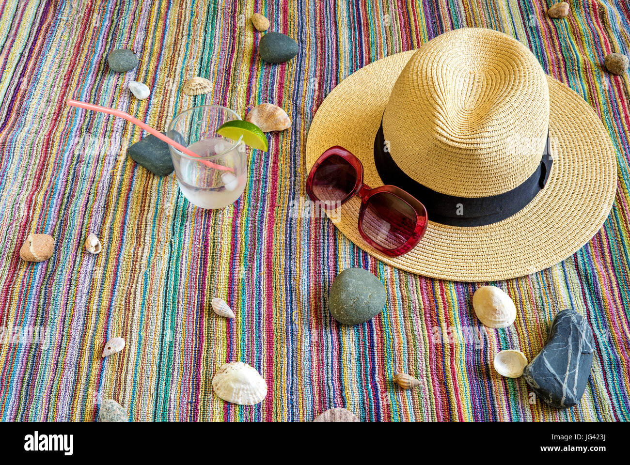 Women beach accessories, holiday Stock Photo