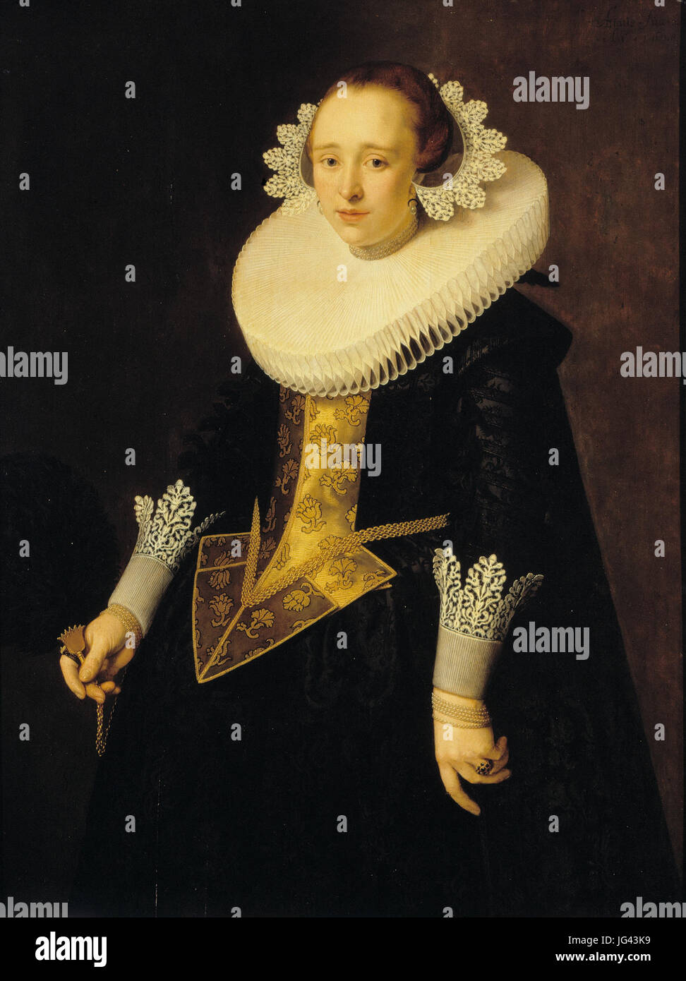 Nicolaes Eliasz. Pickenoy (1588E288921650-56)- Portrait of a  -year-old woman -  -vuotiaan naisen muotokuva - Porträtt av  -årig dam (29178835570) Stock Photo