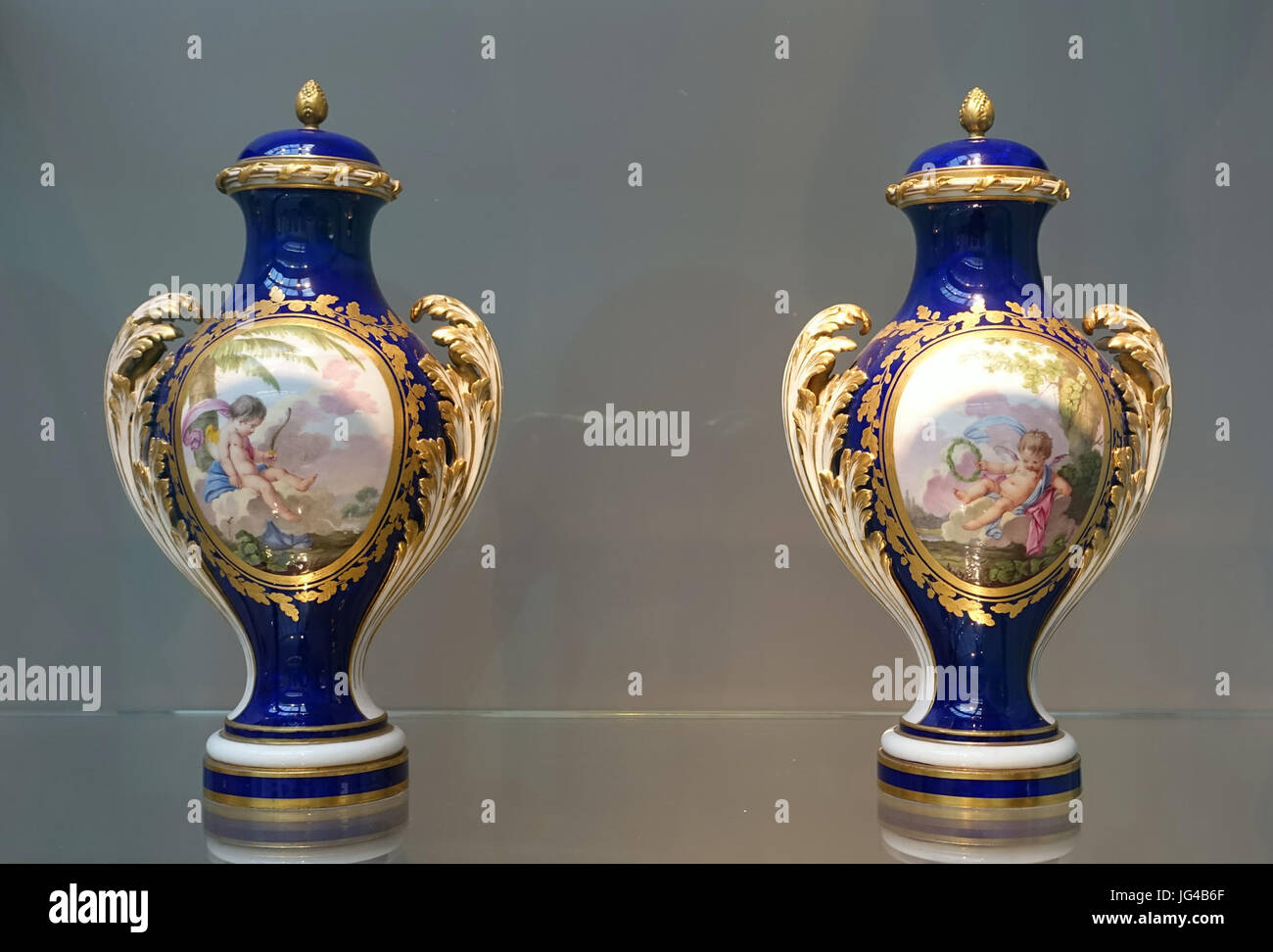 Pair of vases, painting attributed to JeanBaptisteEtienne Genest