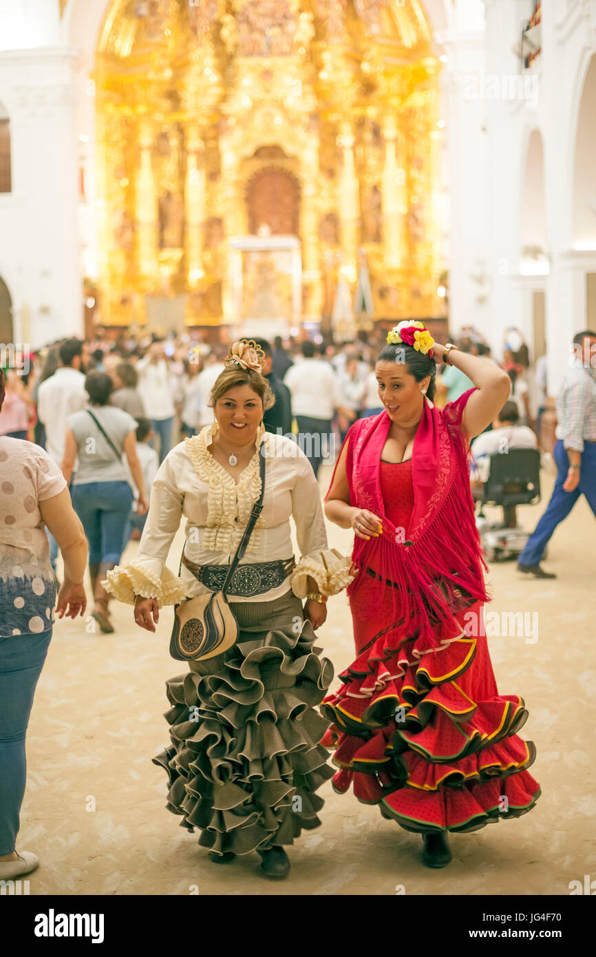 El Rocio, Spain - June 2, 2017: Pilgrims in traditional spanish ...