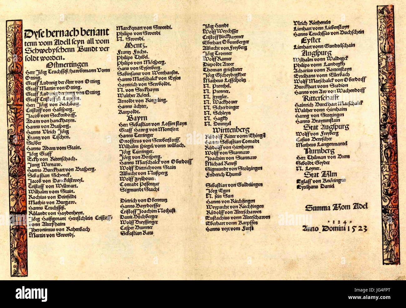 Personenliste Fränkischer Krieg Stock Photo