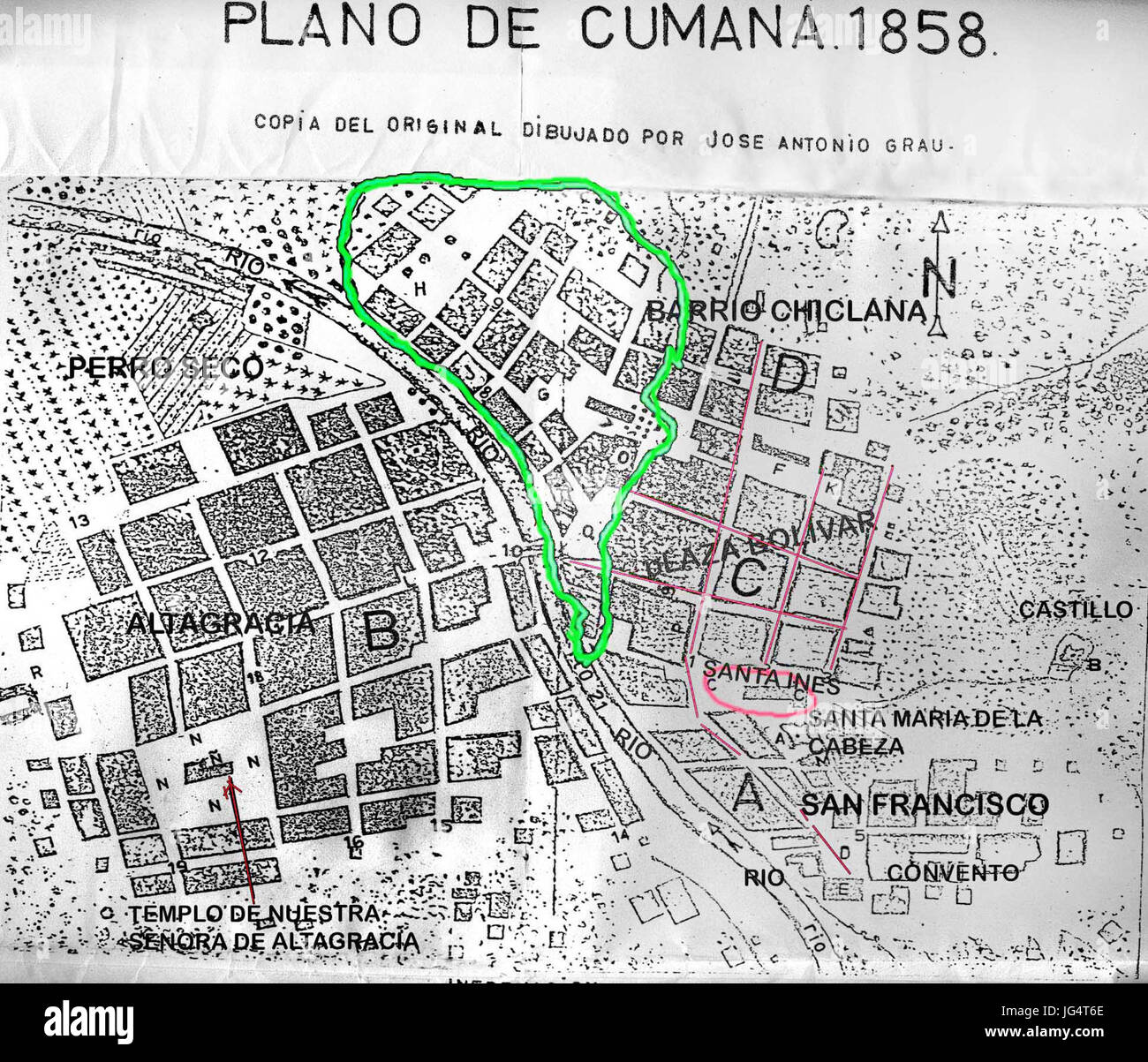 Plano de Cumaná - Jose Antonio Grau 1958 Stock Photo