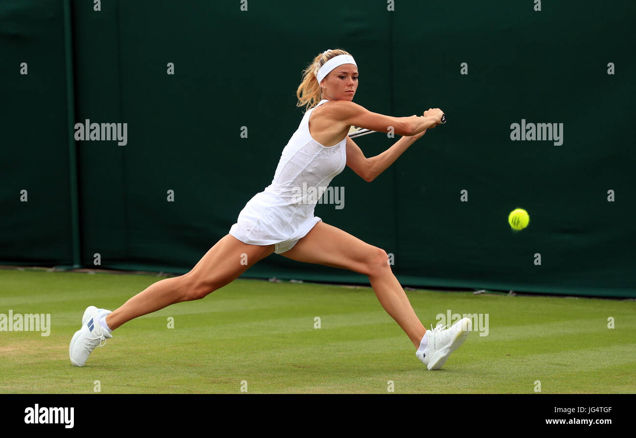 Camila in action against Alize on day one of the