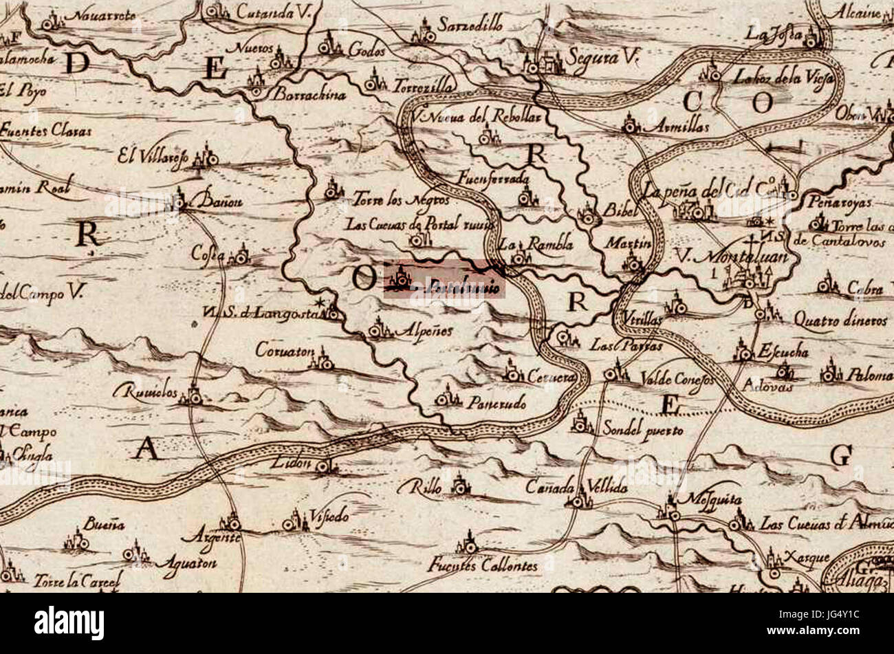 Portalrubio en el mapa de Labaña (1619) Stock Photo