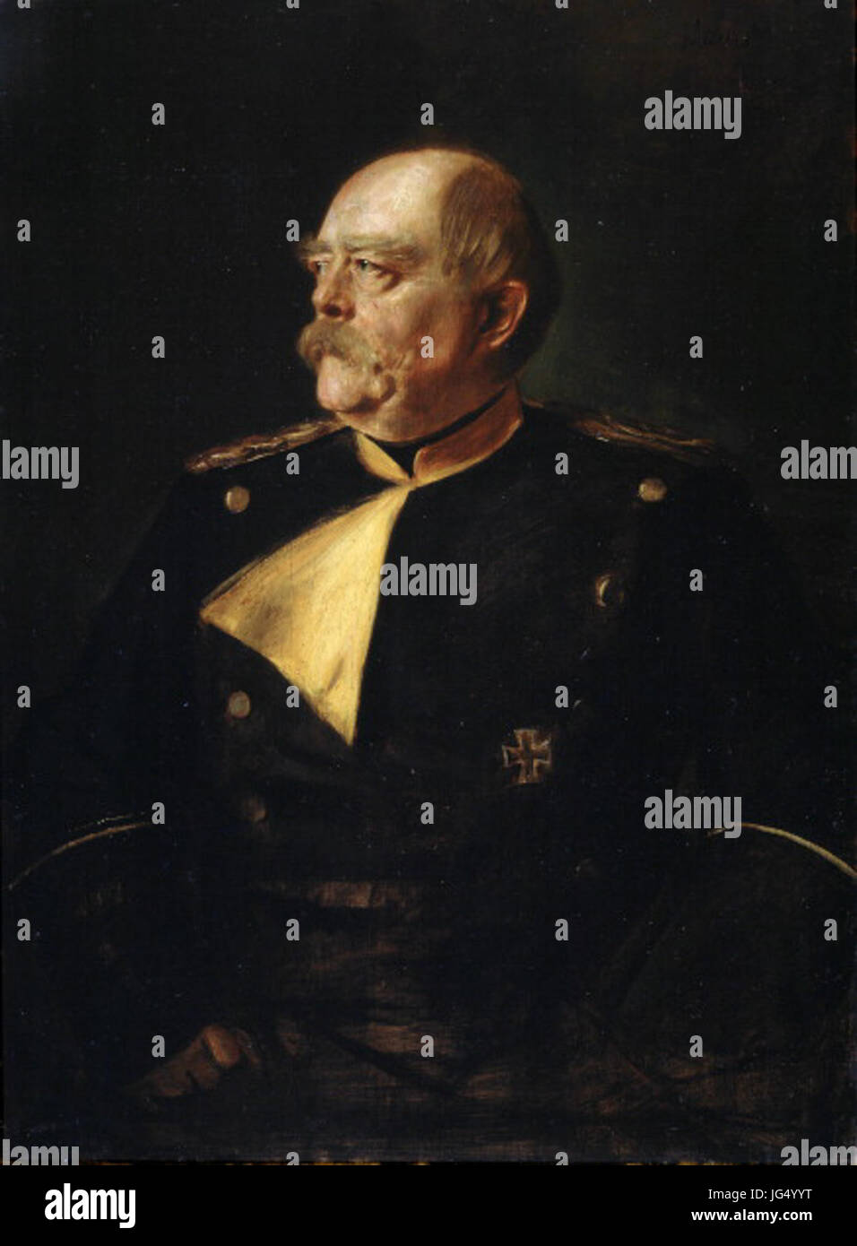 Portrait of Chancellor Otto von Bismarck in Uniform Lenbach Franz von Stock Photo