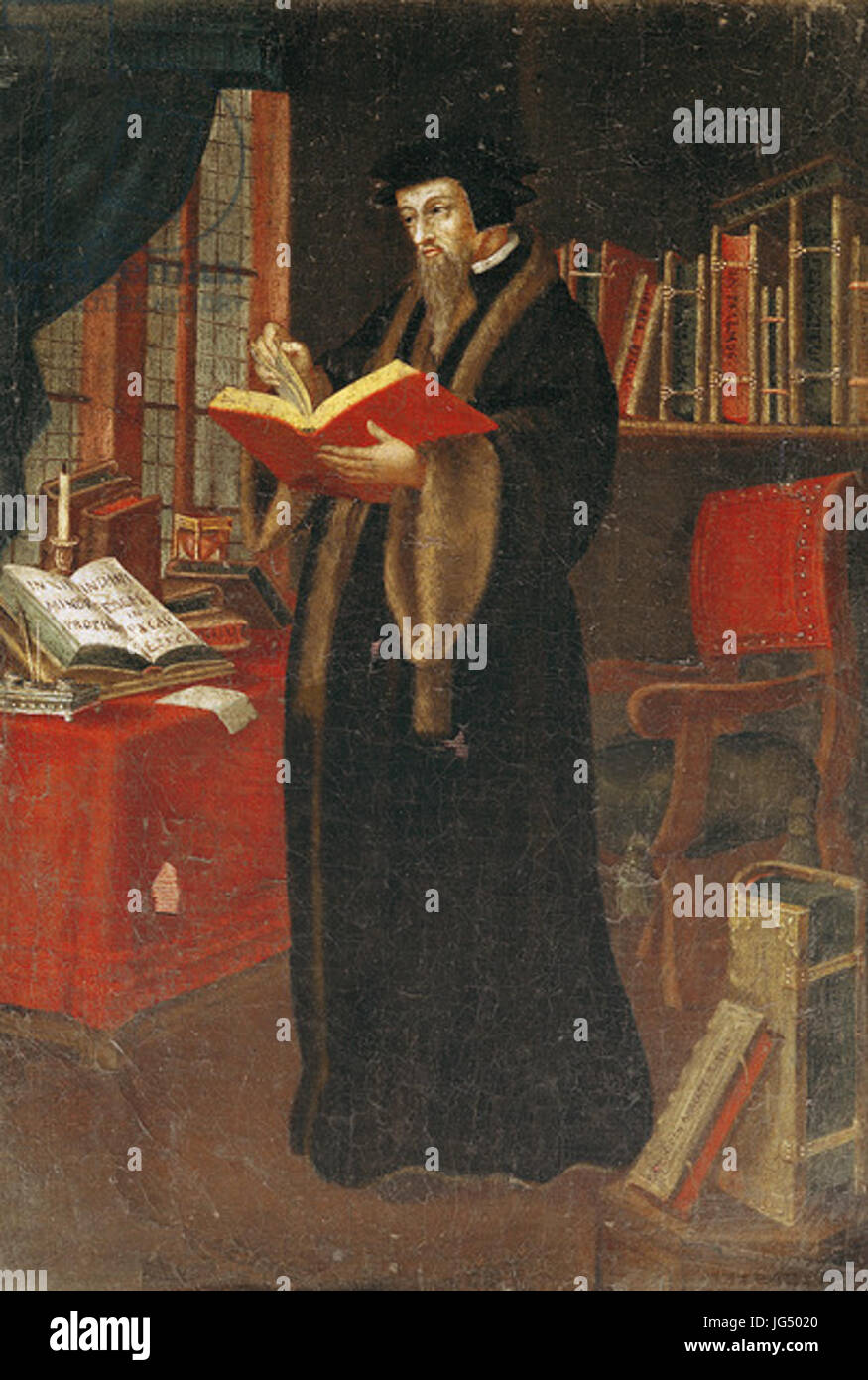 Portrait of John Calvin French School Stock Photo
